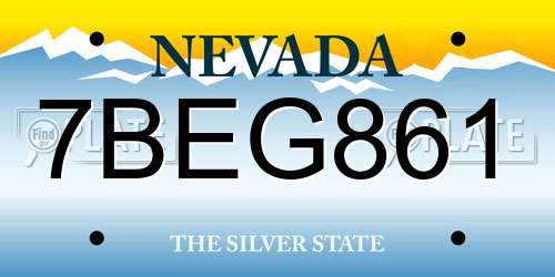 7BEG861 Nevada License Plate