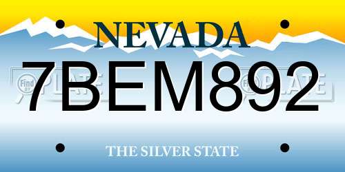 7BEM892 Nevada License Plate