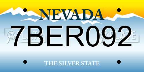 7BER092 Nevada License Plate