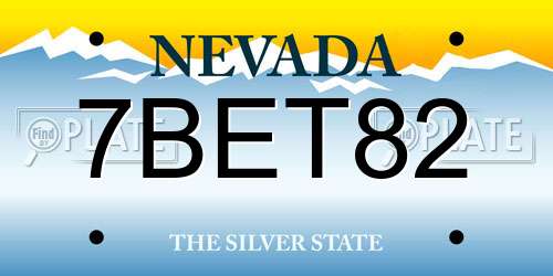7BET82 Nevada License Plate