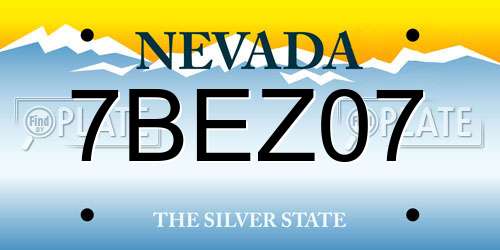 7BEZ07 Nevada License Plate