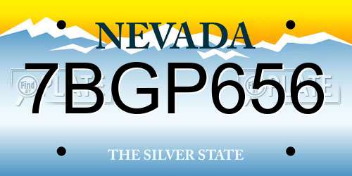 7BGP656 Nevada License Plate