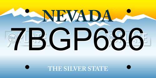 7BGP686 Nevada License Plate