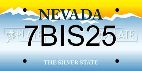 7BIS25 Nevada License Plate