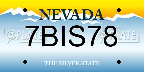 7BIS78 Nevada License Plate