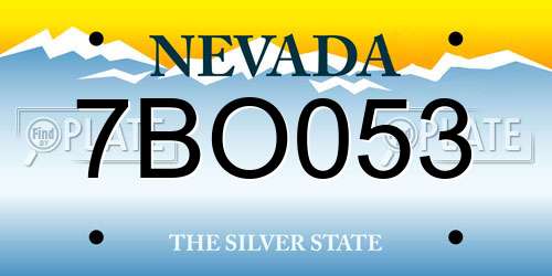 7BO053 Nevada License Plate