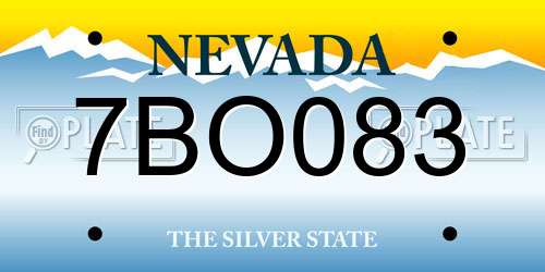 7BO083 Nevada License Plate