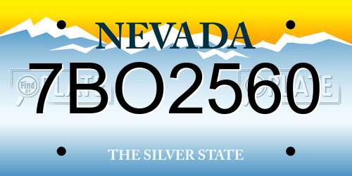 7BO2560 Nevada License Plate