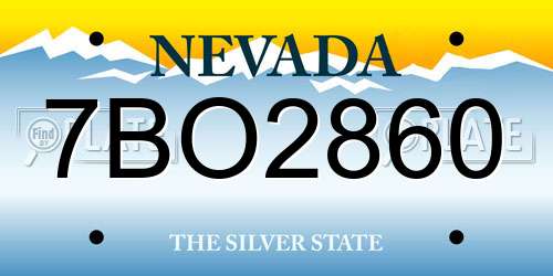 7BO2860 Nevada License Plate