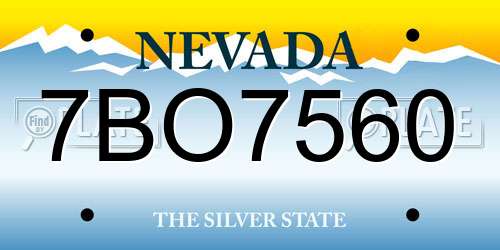 7BO7560 Nevada License Plate