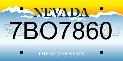 7BO7860 Nevada License Plate