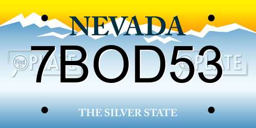 7BOD53 Nevada License Plate