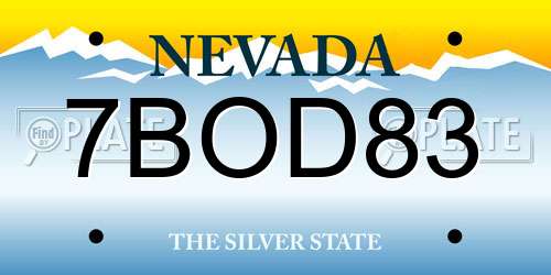 7BOD83 Nevada License Plate