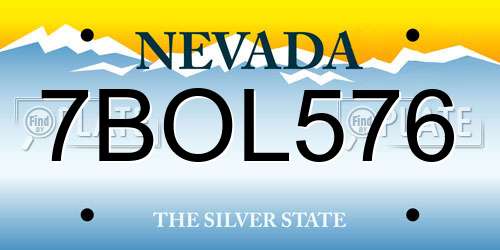 7BOL576 Nevada License Plate