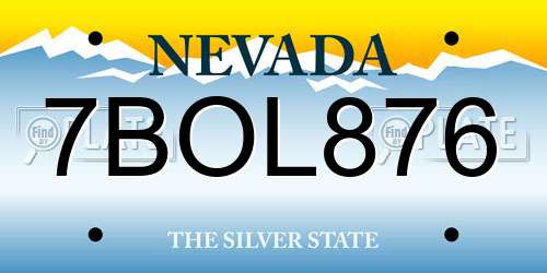 7BOL876 Nevada License Plate