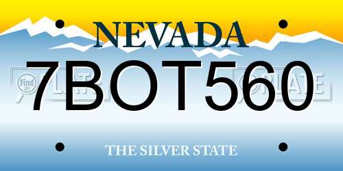 7BOT560 Nevada License Plate