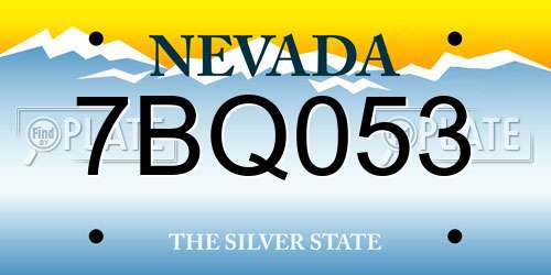 7BQ053 Nevada License Plate
