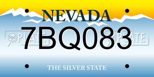 7BQ083 Nevada License Plate