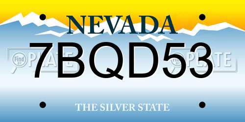 7BQD53 Nevada License Plate