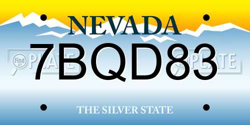 7BQD83 Nevada License Plate