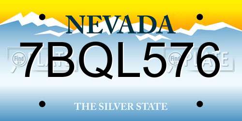 7BQL576 Nevada License Plate