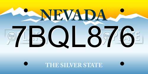 7BQL876 Nevada License Plate
