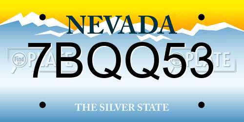 7BQQ53 Nevada License Plate