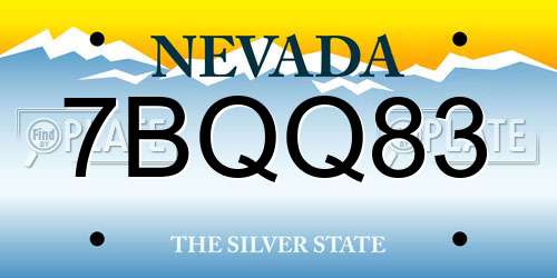 7BQQ83 Nevada License Plate
