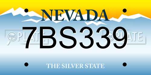 7BS339 Nevada License Plate