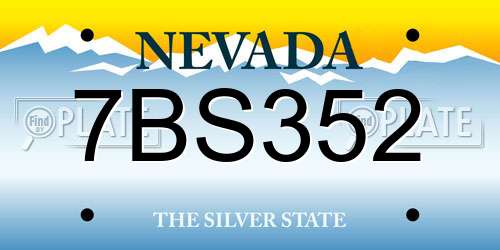 7BS352 Nevada License Plate