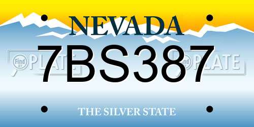 7BS387 Nevada License Plate