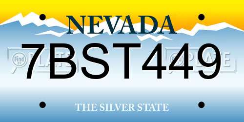 7BST449 Nevada License Plate