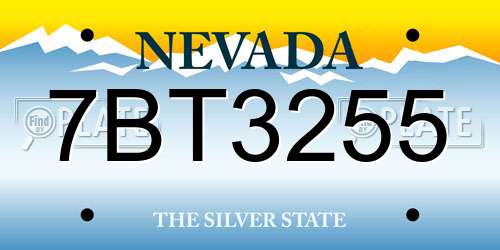 7BT3255 Nevada License Plate