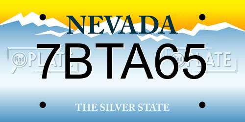 7BTA65 Nevada License Plate