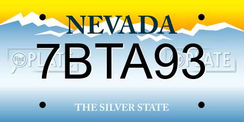 7BTA93 Nevada License Plate