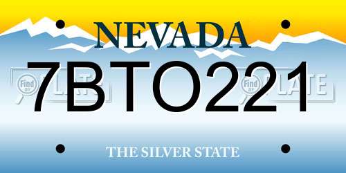7BTO221 Nevada License Plate