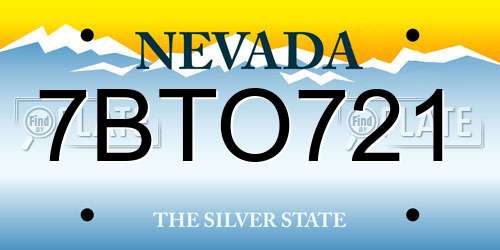 7BTO721 Nevada License Plate