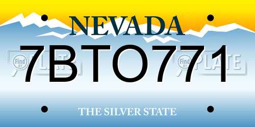 7BTO771 Nevada License Plate