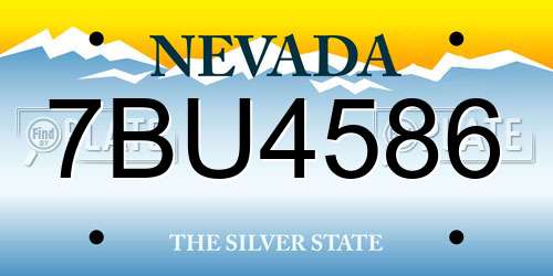 7BU4586 Nevada License Plate