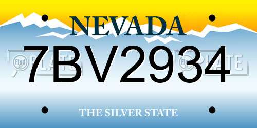 7BV2934 Nevada License Plate