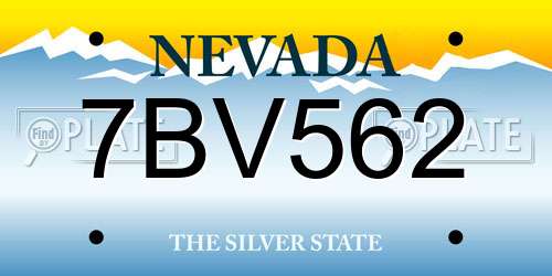 7BV562 Nevada License Plate