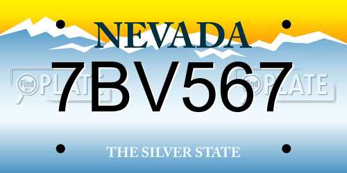 7BV567 Nevada License Plate