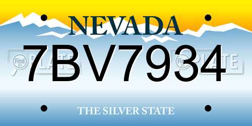 7BV7934 Nevada License Plate