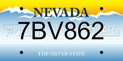 7BV862 Nevada License Plate