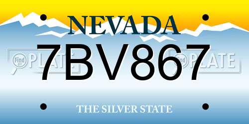 7BV867 Nevada License Plate