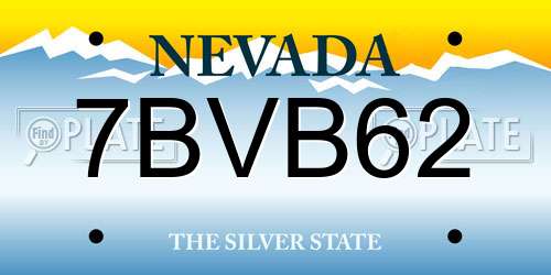 7BVB62 Nevada License Plate