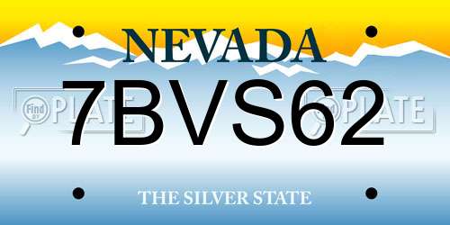 7BVS62 Nevada License Plate