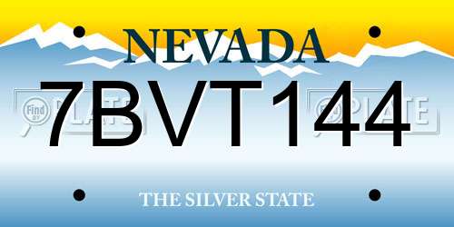 7BVT144 Nevada License Plate