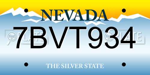7BVT934 Nevada License Plate