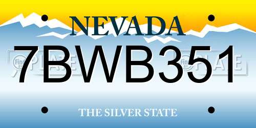 7BWB351 Nevada License Plate